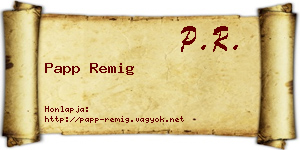 Papp Remig névjegykártya